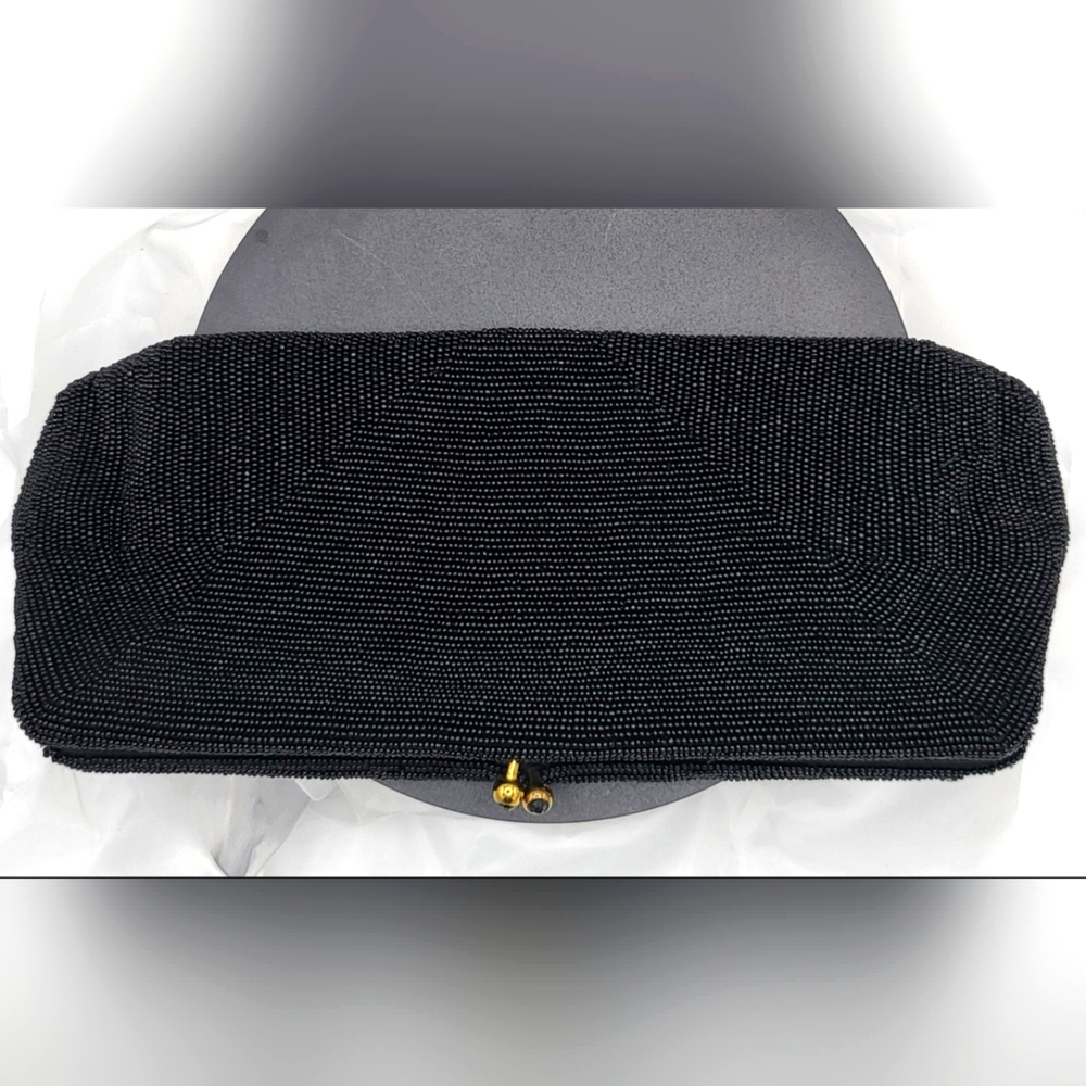 **SOLD Vintage Black Beaded Evening Bag Clutch Mini Bag or maxi clutch - Picture 1 of 4